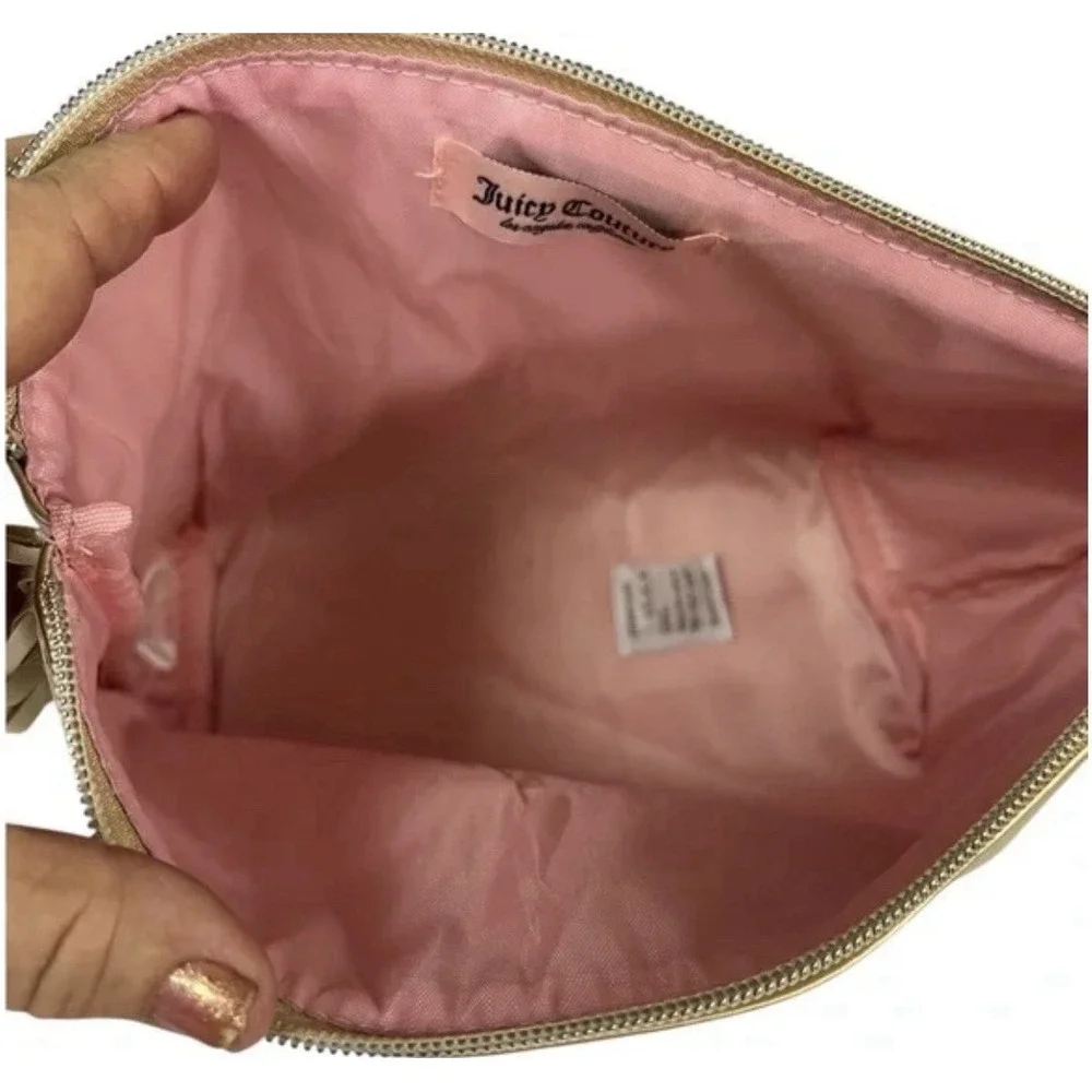 ✨‎ Juicy Couture Gold Fringe Makeup Pouch – Rhinestone Logo – NWT ✨